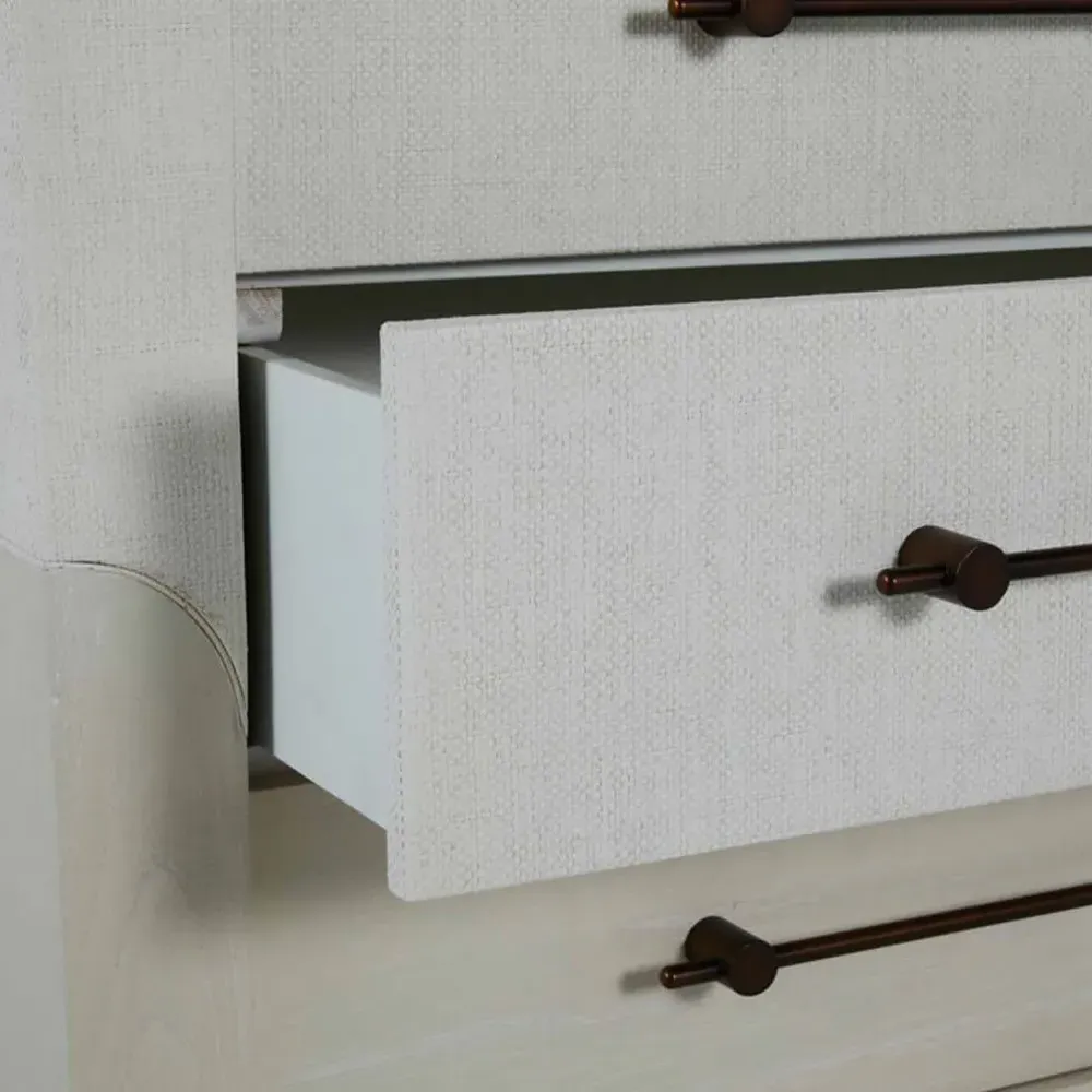 Crestine Bachelor Chest - White, Raffia Wood