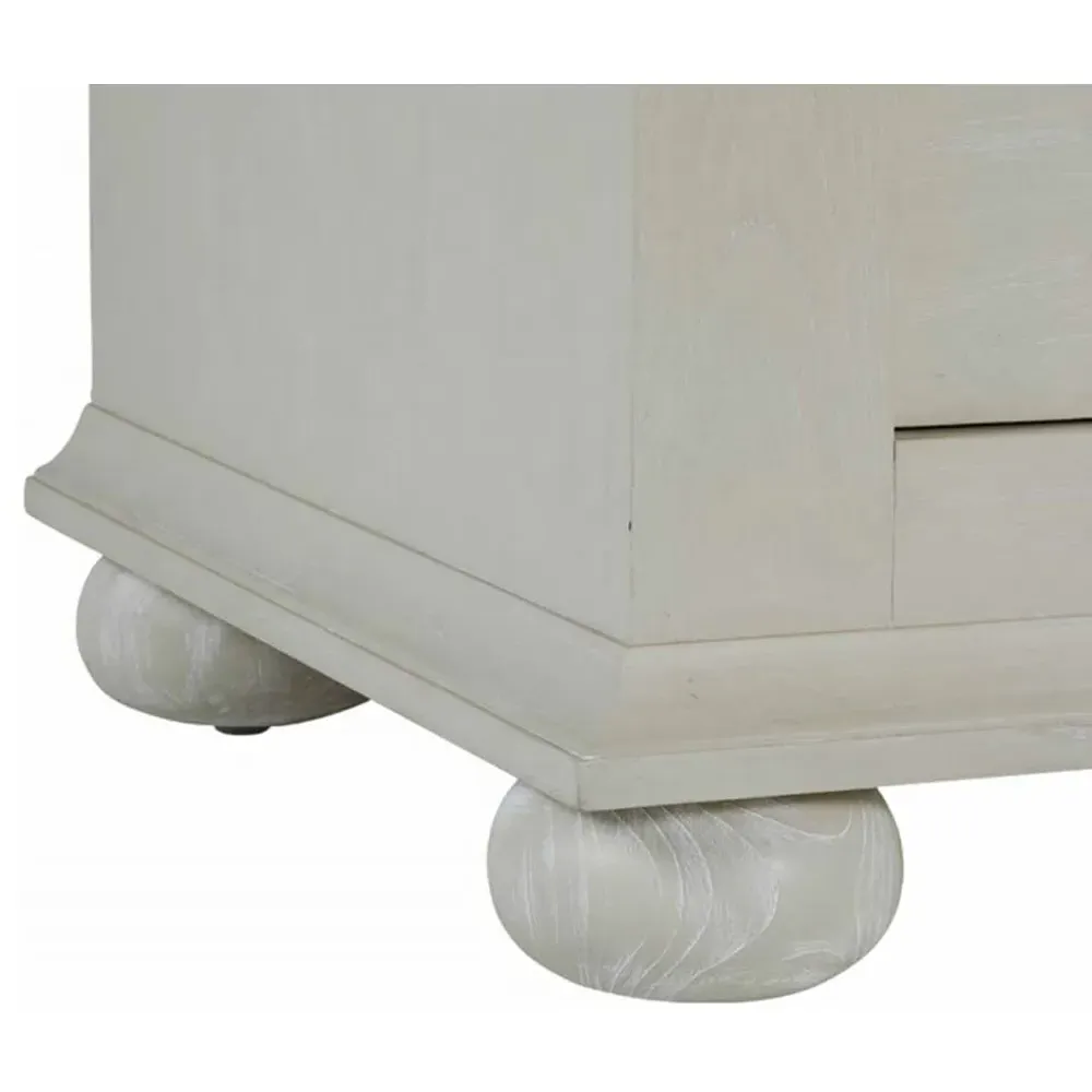 Crestine Bachelor Chest - White, Raffia Wood