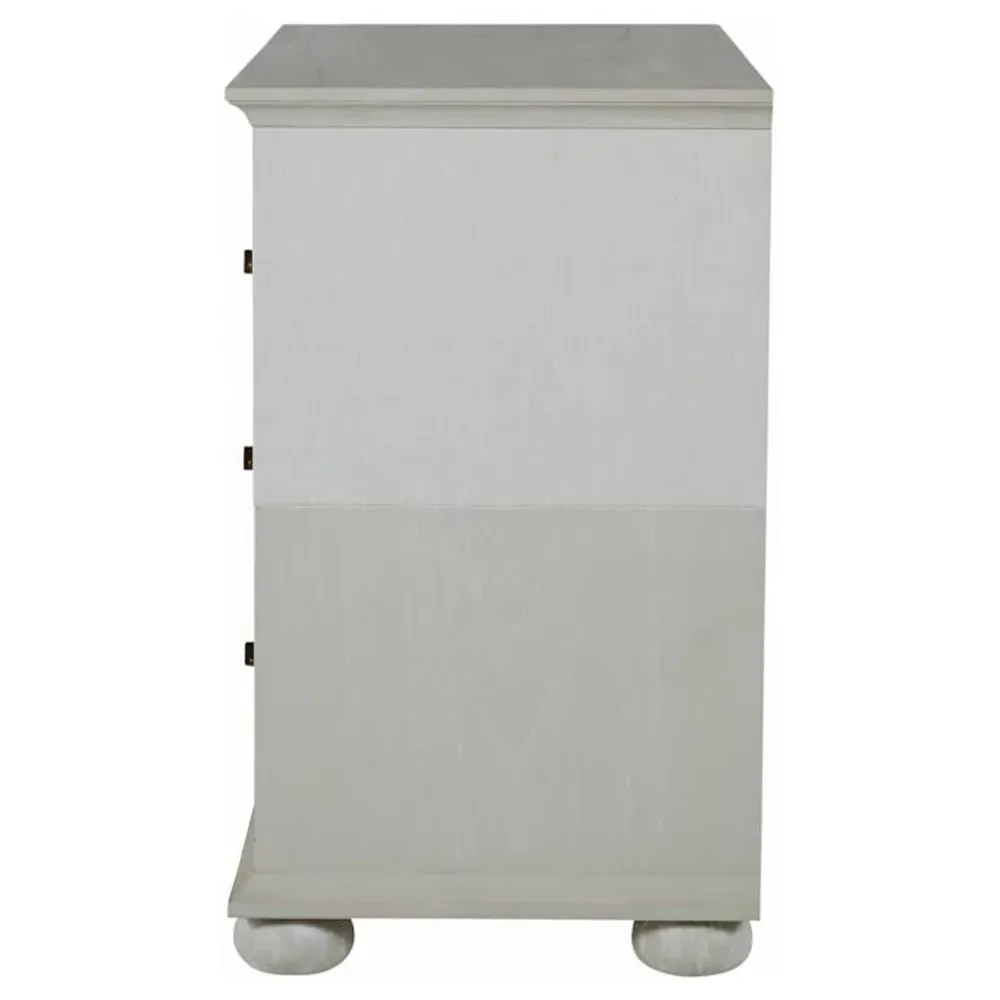 Crestine Bachelor Chest - White, Raffia Wood