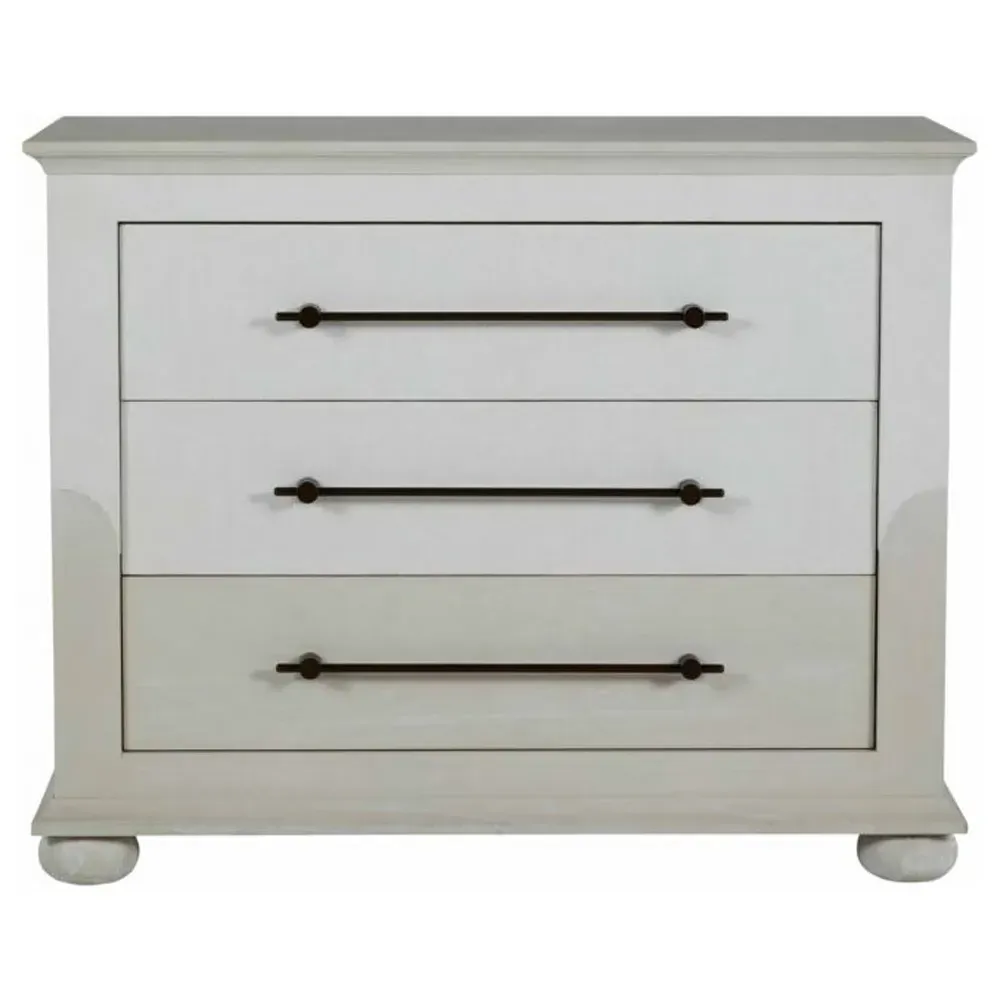 Crestine Bachelor Chest - White, Raffia Wood