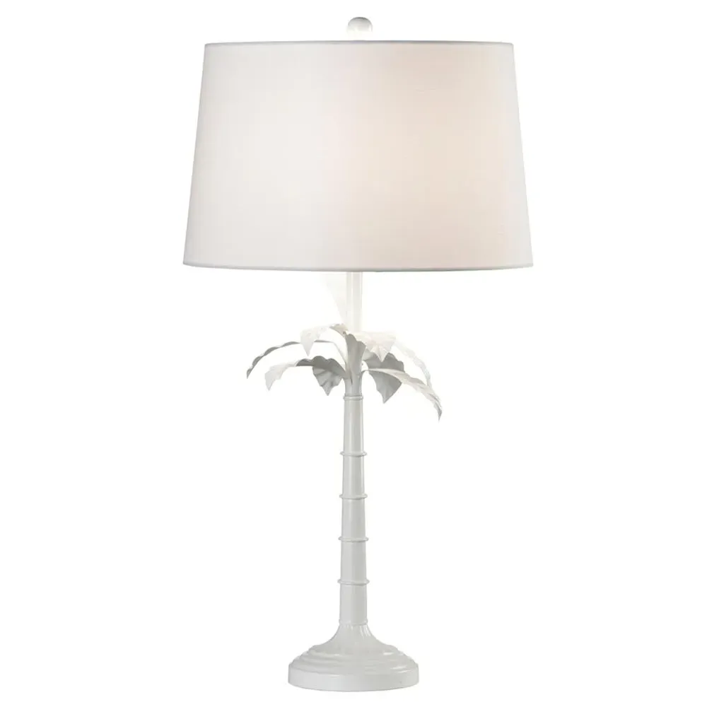 Crissan Palm Leaf Table Lamp - White, Steel