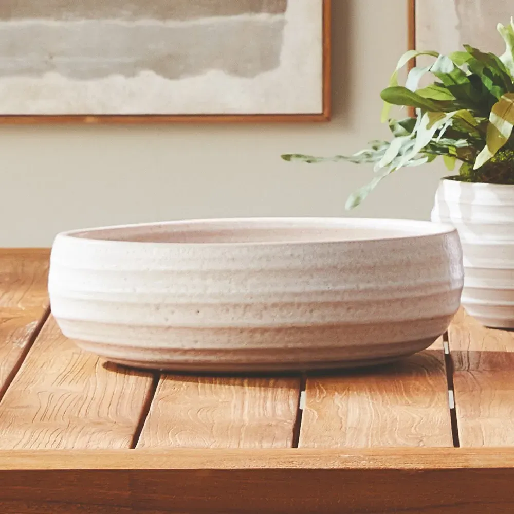 Crista Round Decorative Bowl - White, Ceramic