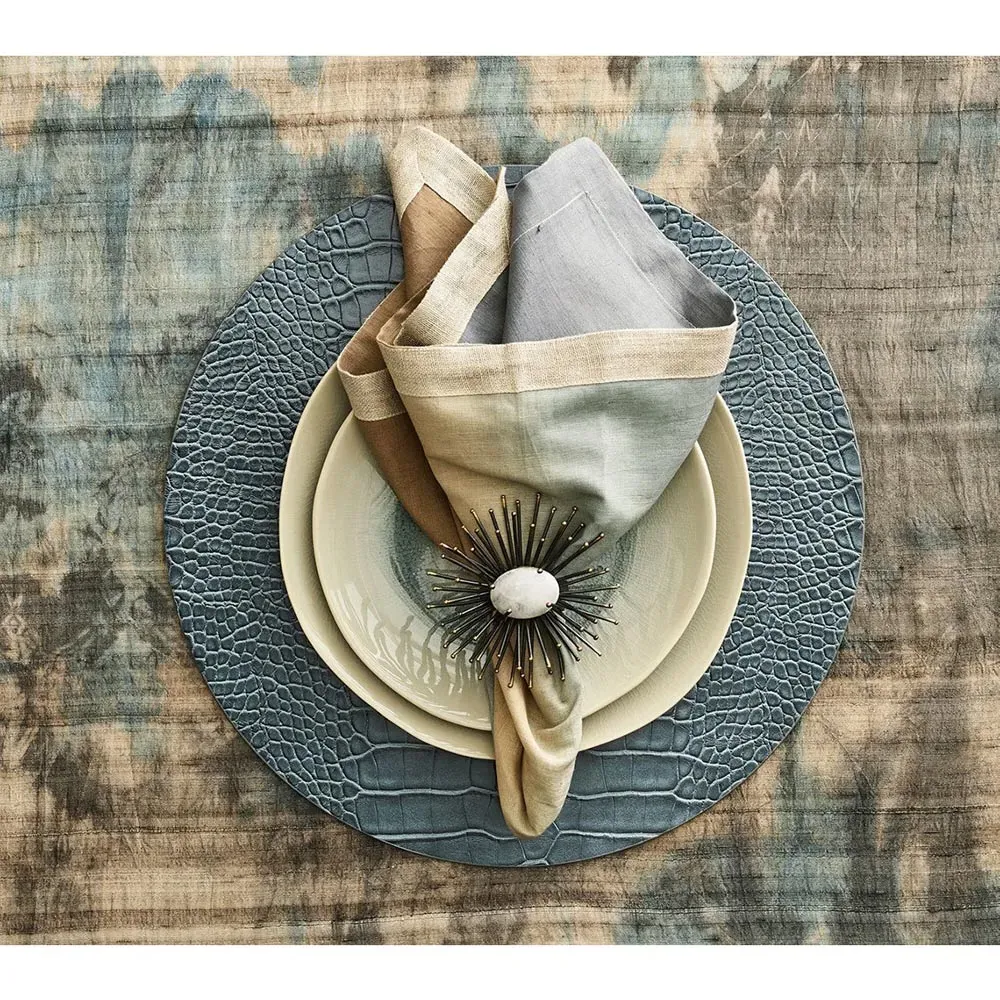 Croco Round Placemat Set of 4 - Cadet Blue, Polyurethane