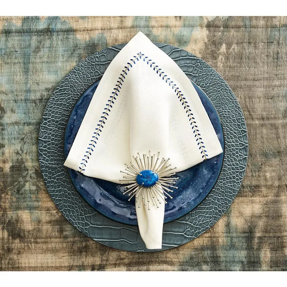 Croco Round Placemat Set of 4 - Cadet Blue, Polyurethane