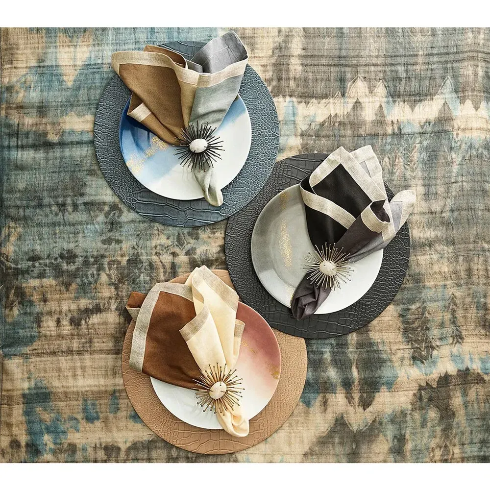 Croco Round Placemat Set of 4 - Cadet Blue, Polyurethane