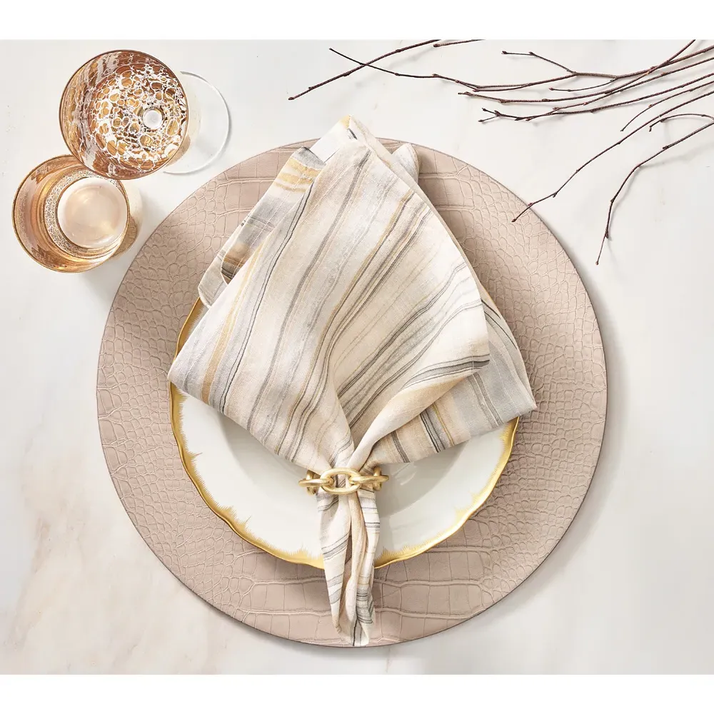 Croco Round Placemat Set of 4 - Sand, Polyurethane