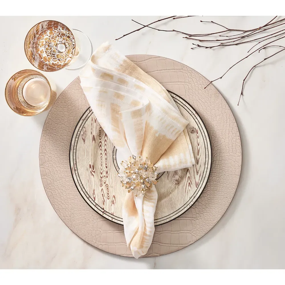 Croco Round Placemat Set of 4 - Sand, Polyurethane