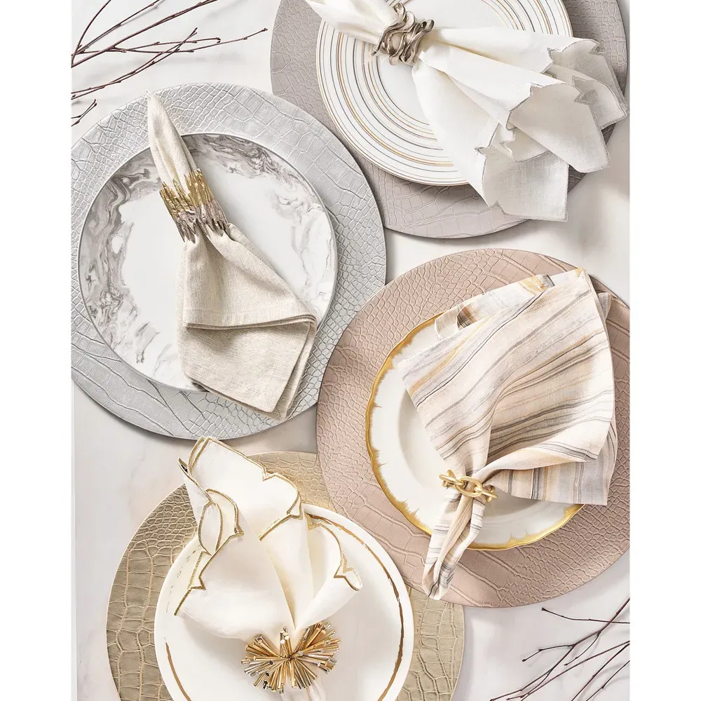 Croco Round Placemat Set of 4 - Sand, Polyurethane