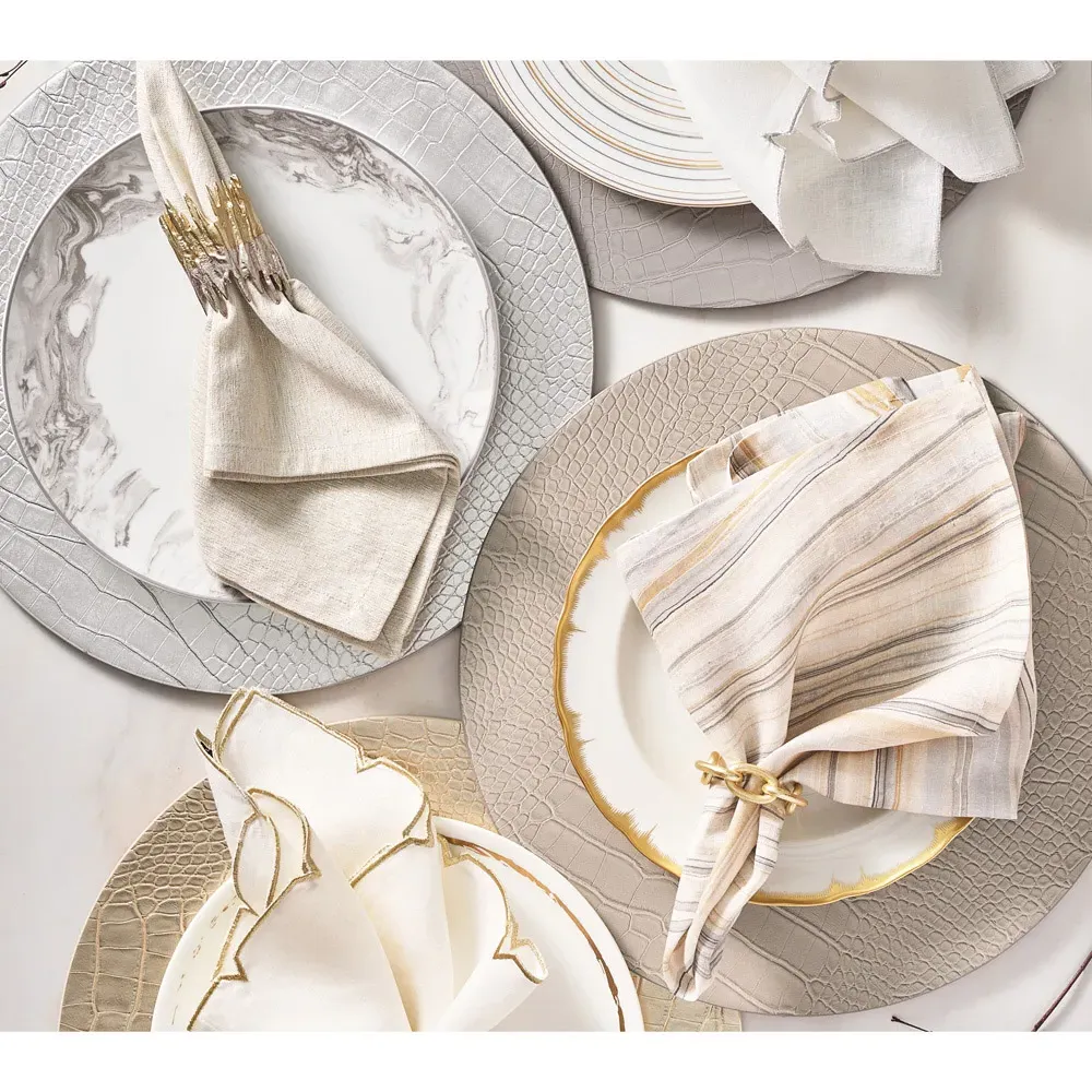 Croco Round Placemat Set of 4 - Sand, Polyurethane