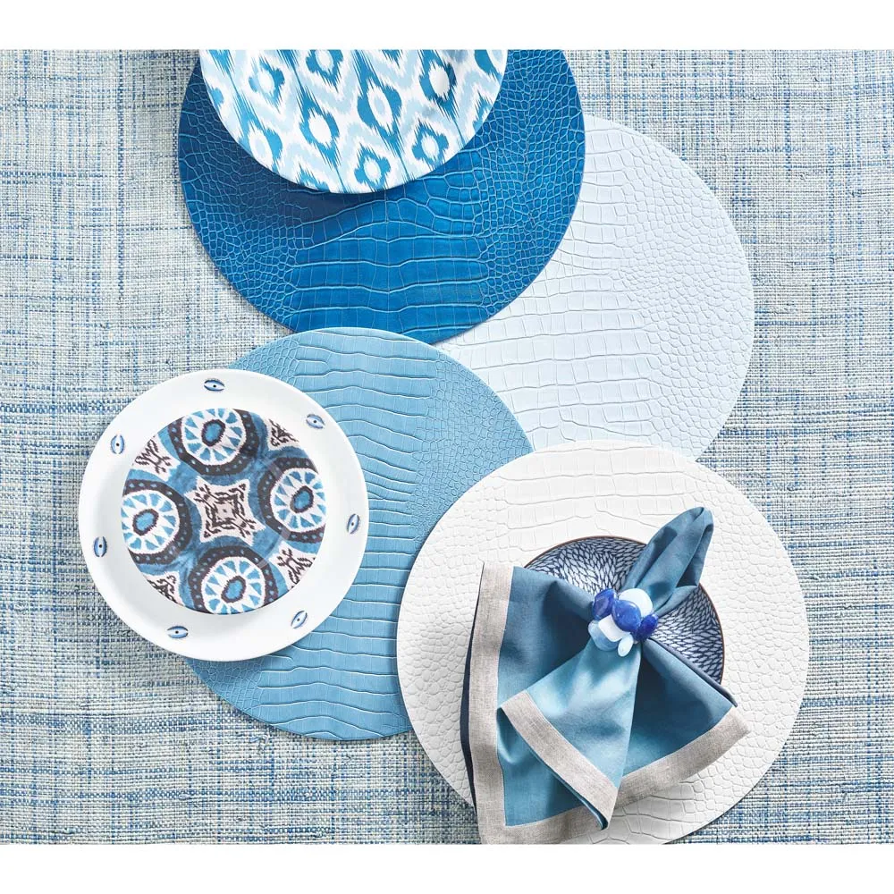 Croco Round Placemat Set of 4 - White, Polyurethane