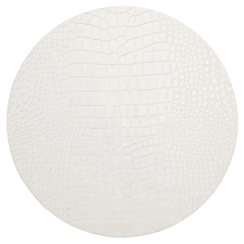 Croco Round Placemat Set of 4 - White, Polyurethane