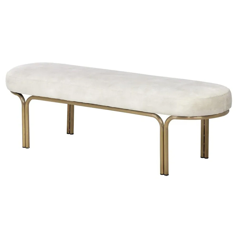 Croft Gold Iron Bench - Cream