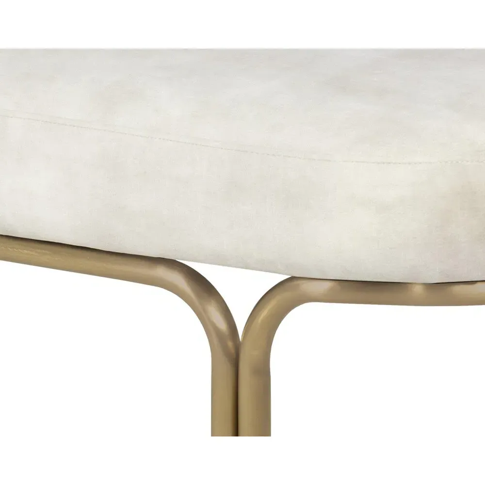 Croft Gold Iron Bench - Cream