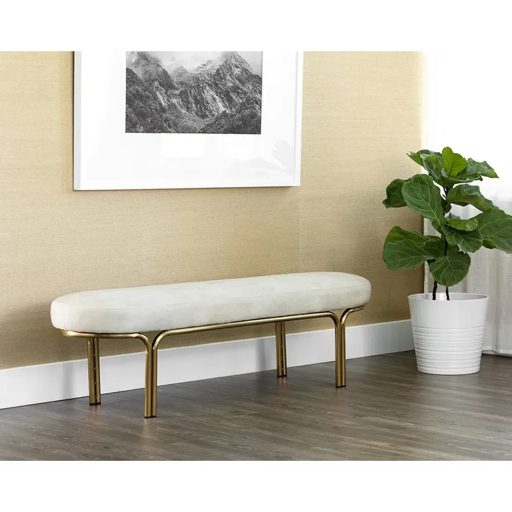 Croft Gold Iron Bench - Cream