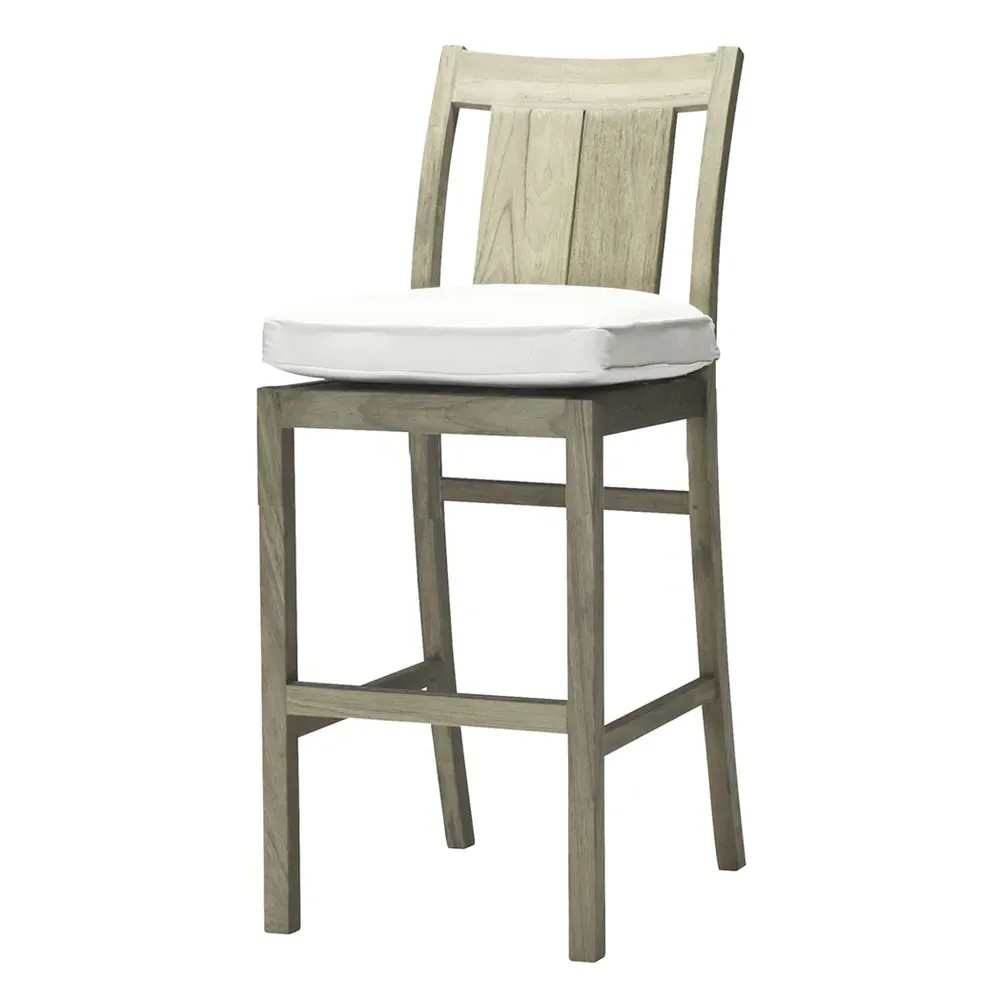 Croquet Outdoor Counter Stool with Cushion - Grey, Teak