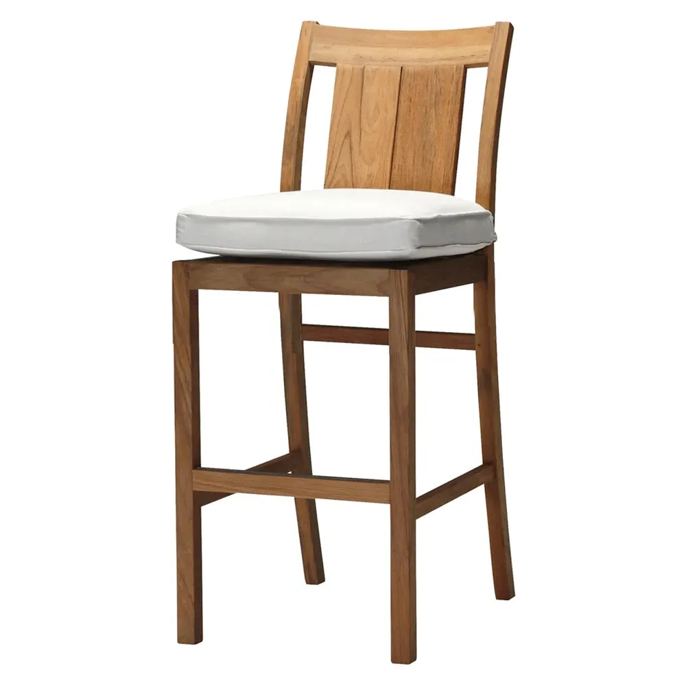 Croquet Outdoor Counter Stool with Cushion - Natural, Teak
