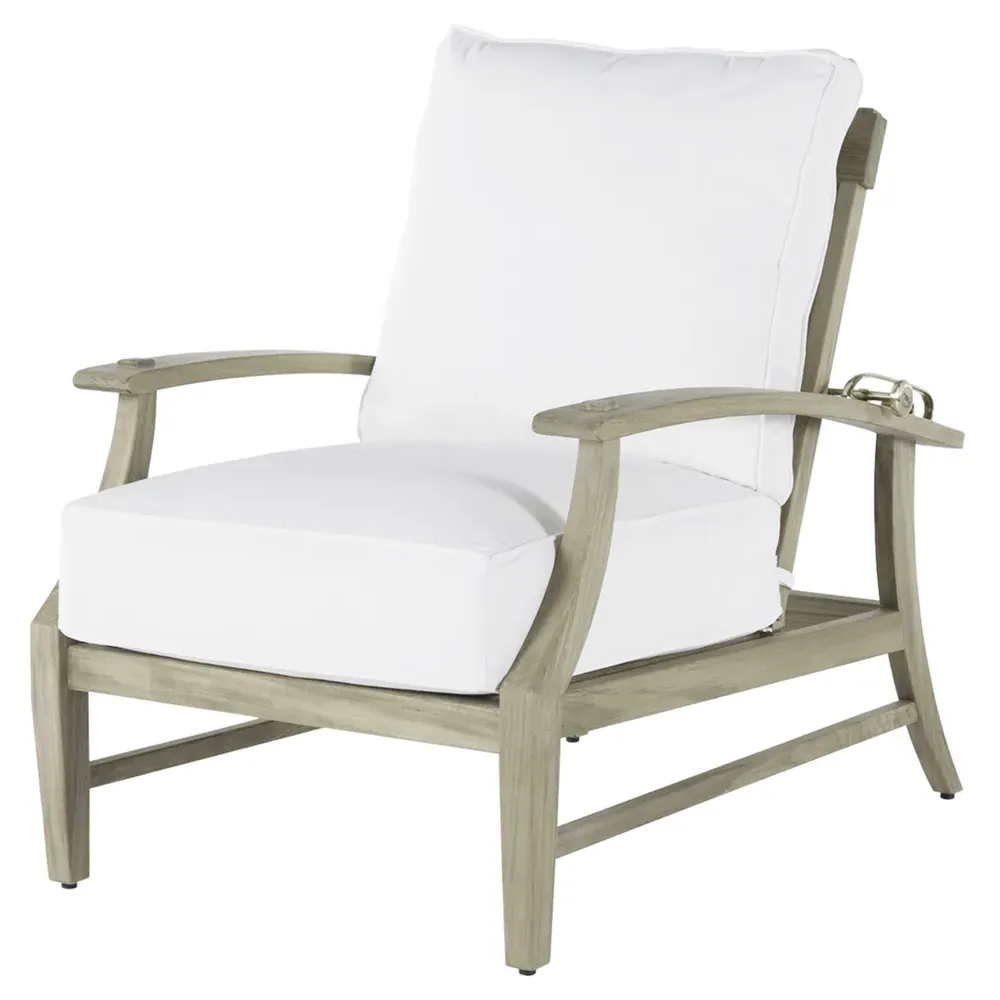 Croquet Outdoor Recliner Chair with Cushions - Grey, Teak