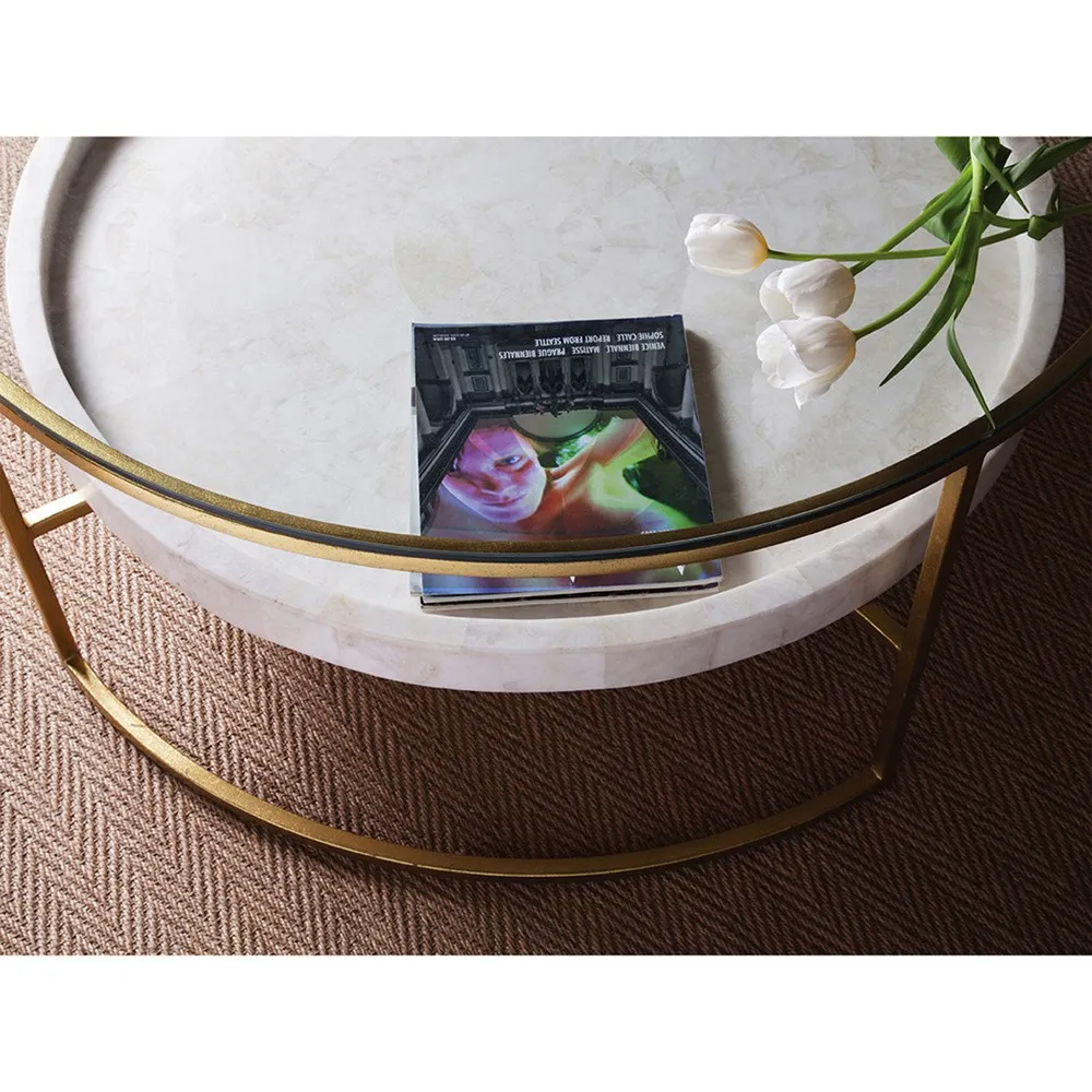 Cumulus Round Coffee Table - Gold, Stone