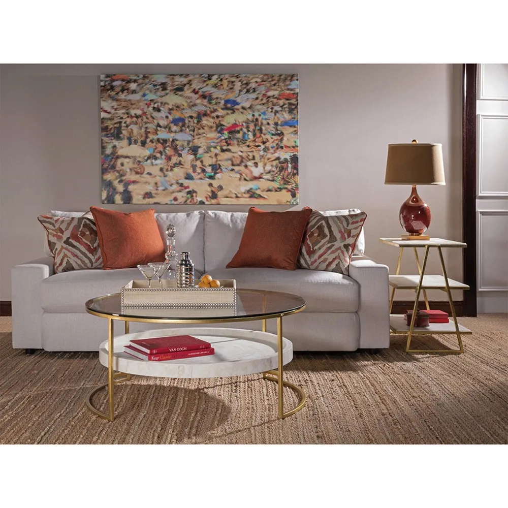 Cumulus Round Coffee Table - Gold, Stone