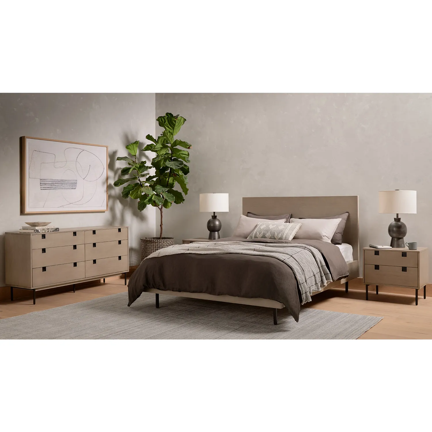 Currie Double Dresser - Grey, Acacia Wood