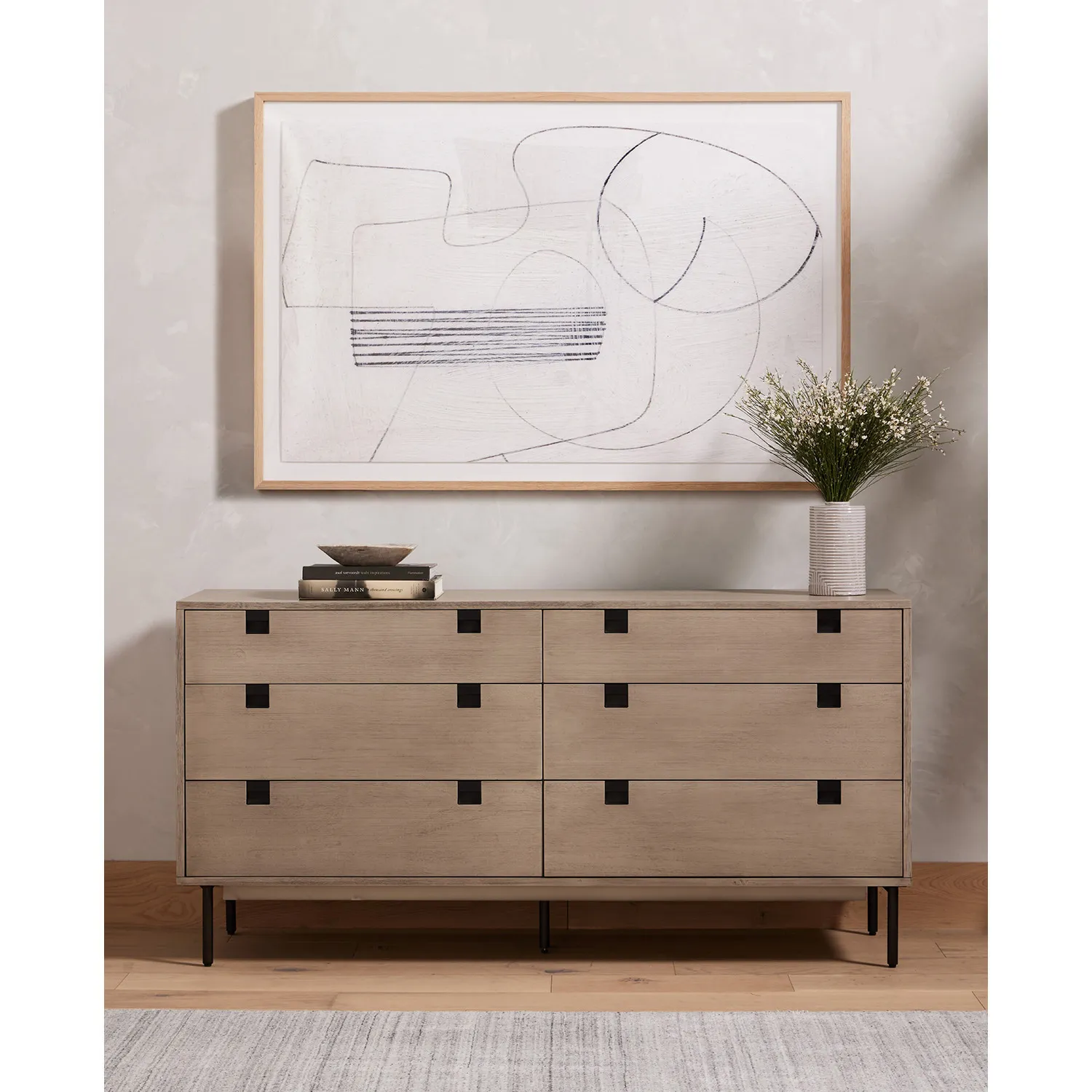 Currie Double Dresser - Grey, Acacia Wood