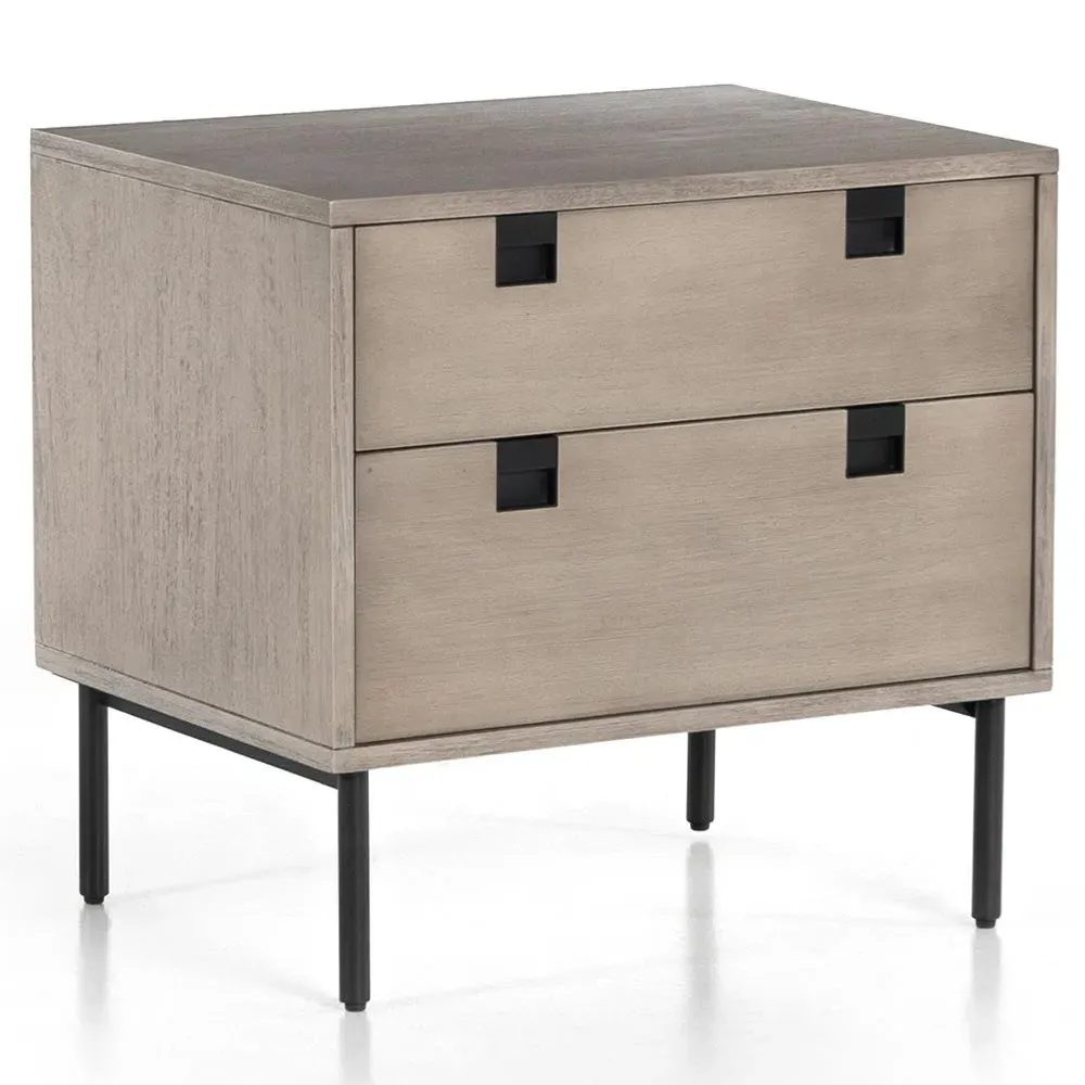 Currie Nightstand - Grey, Acacia Wood