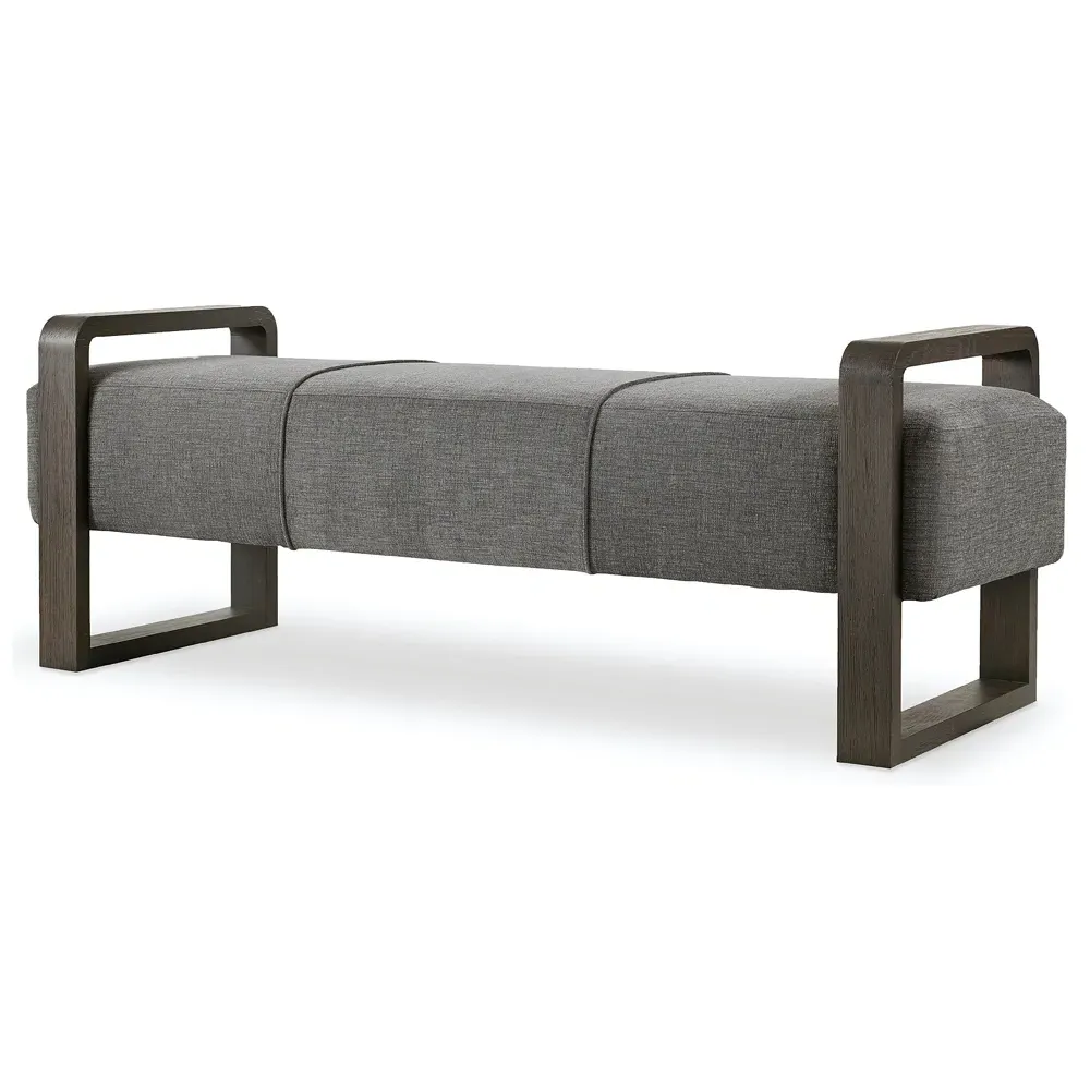 Curtis Upholstered Bedroom Bench - Grey, Brown Wood image