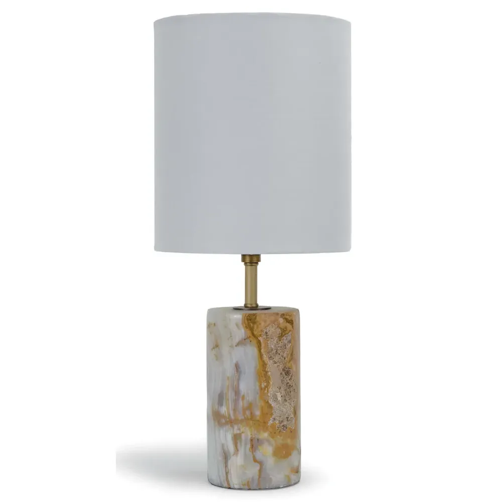 Cylinder Table Lamp - White, Jade Stone