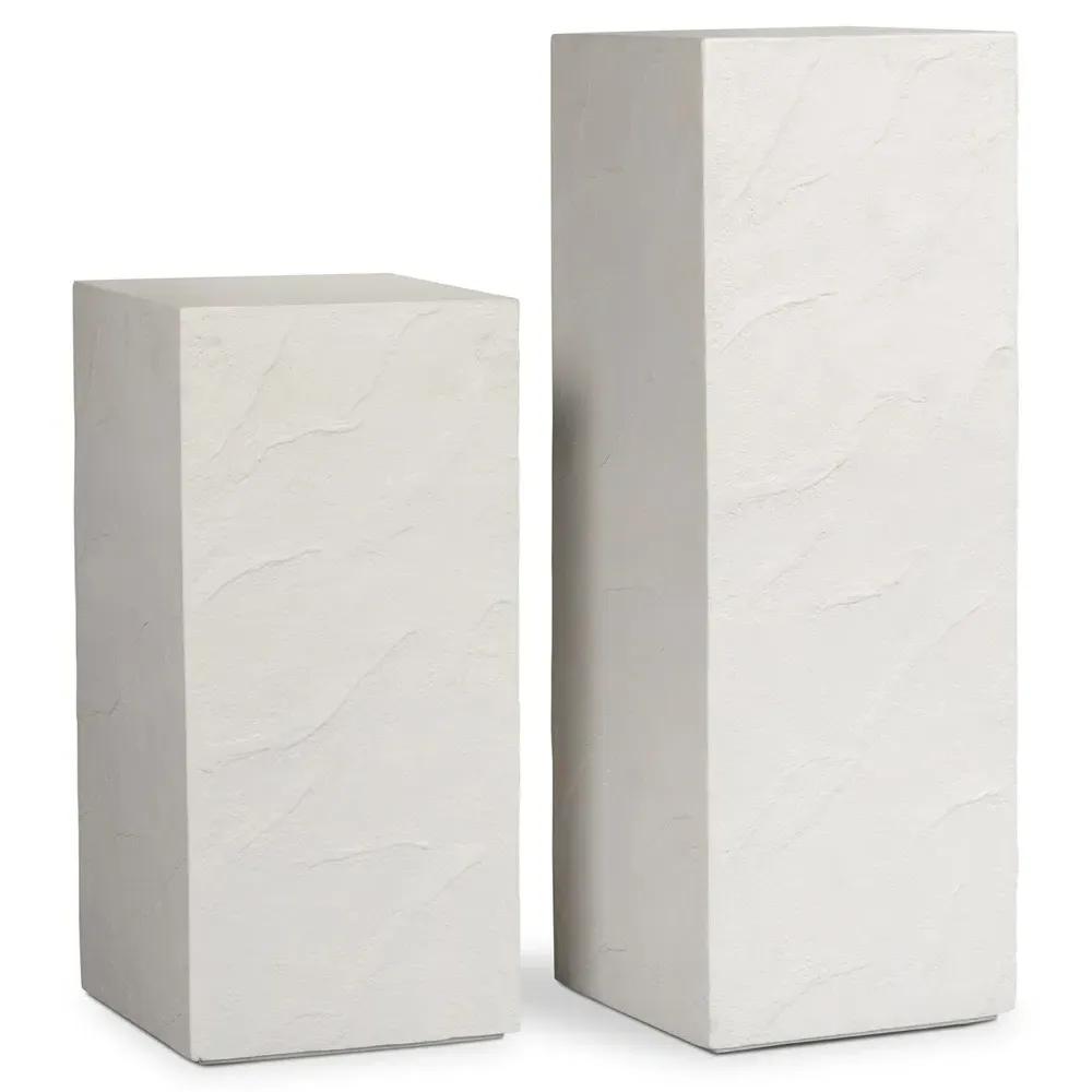 Cyndra 31" Outdoor Plinth Pedestal - White, Concrete