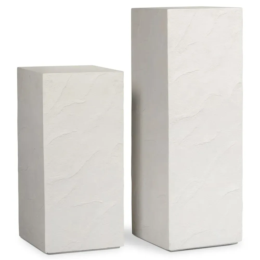 Cyndra 40" Outdoor Plinth Pedestal - White, Concrete