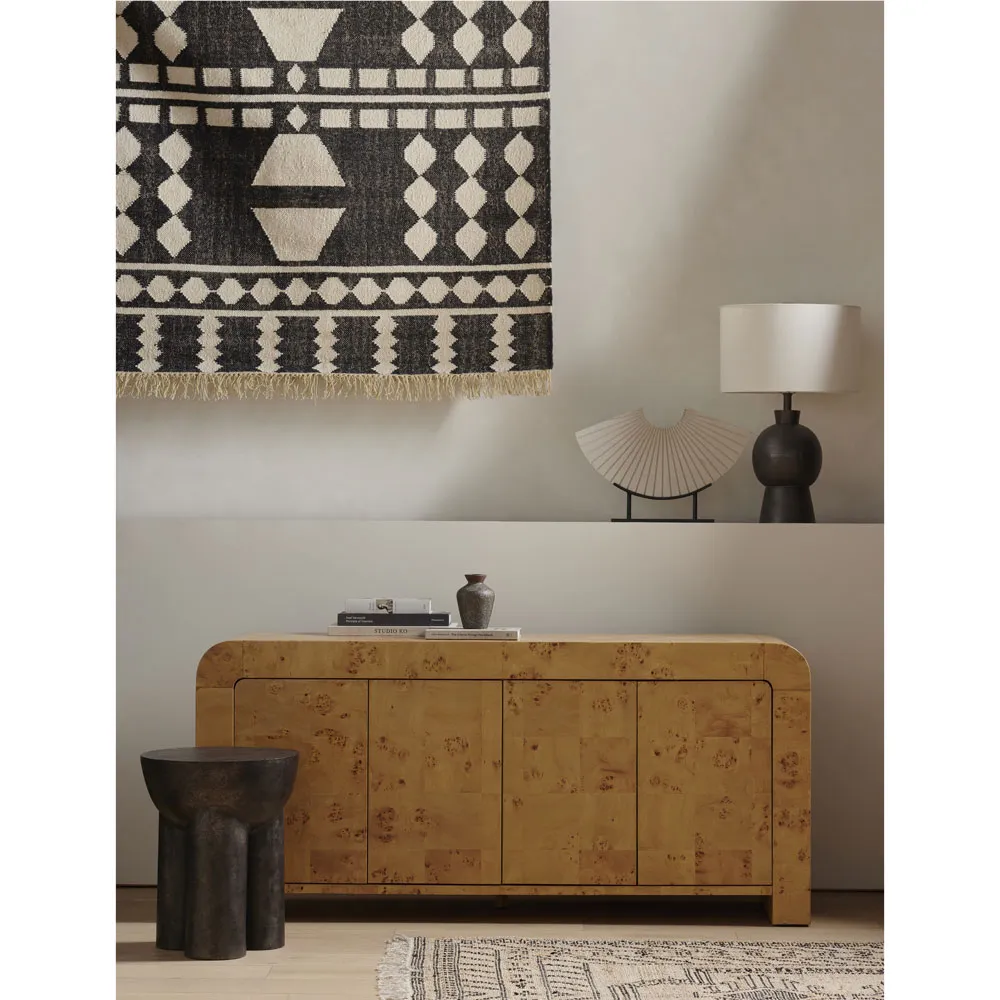 Cynthia 4-Door Media Console - Brown, Burl Wood