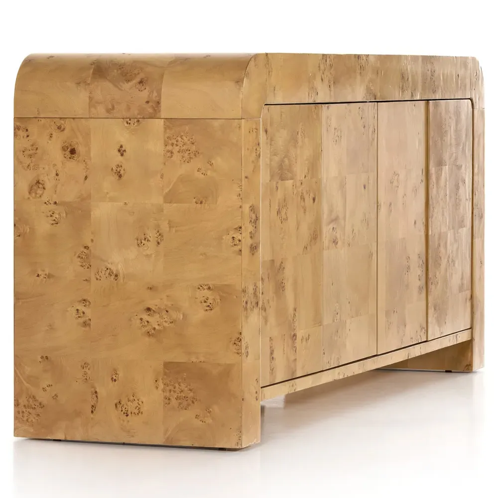 Cynthia 4-Door Media Console - Brown, Burl Wood