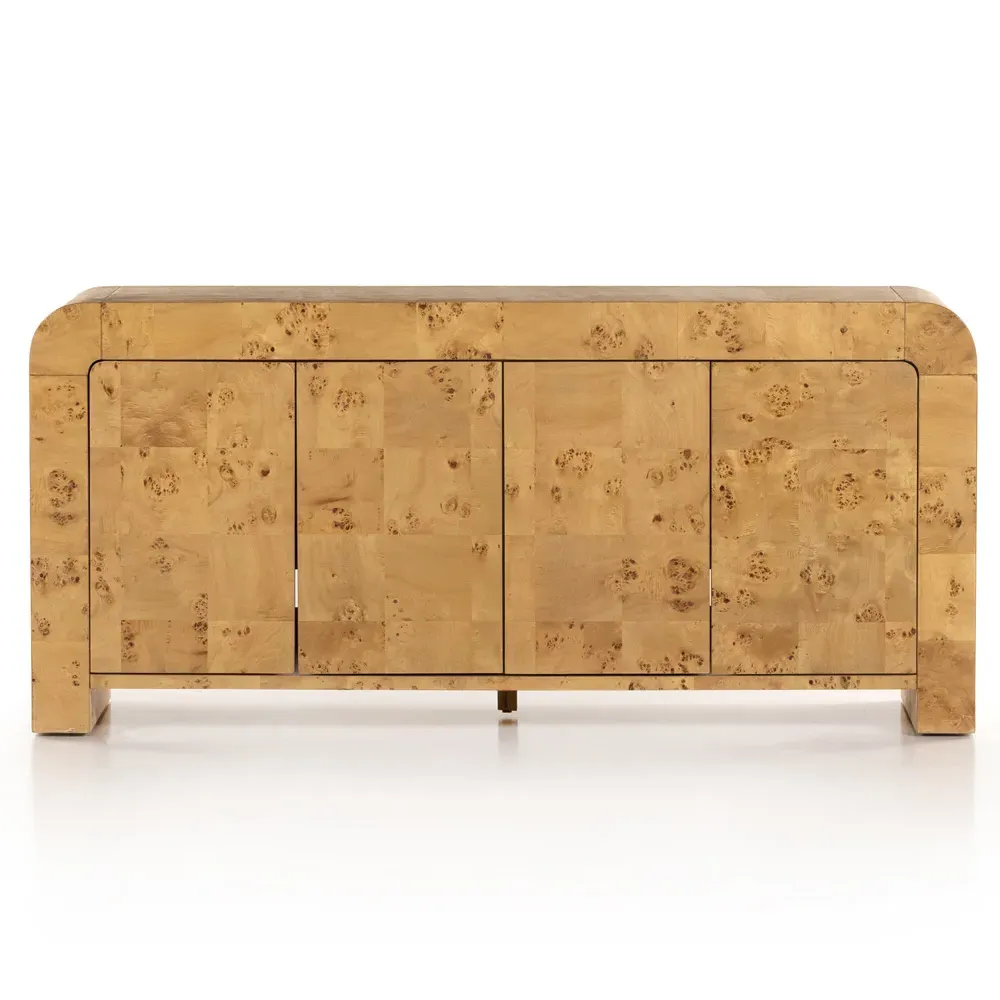 Cynthia 4-Door Media Console - Brown, Burl Wood