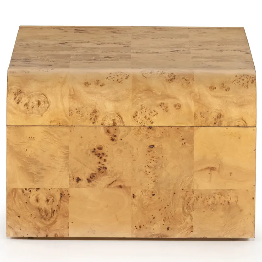 Cynthia Curved Rectangular Coffee Table - Brown, Burl Wood