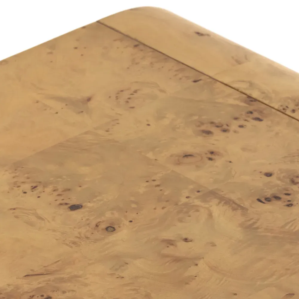 Cynthia Curved Rectangular Coffee Table - Brown, Burl Wood