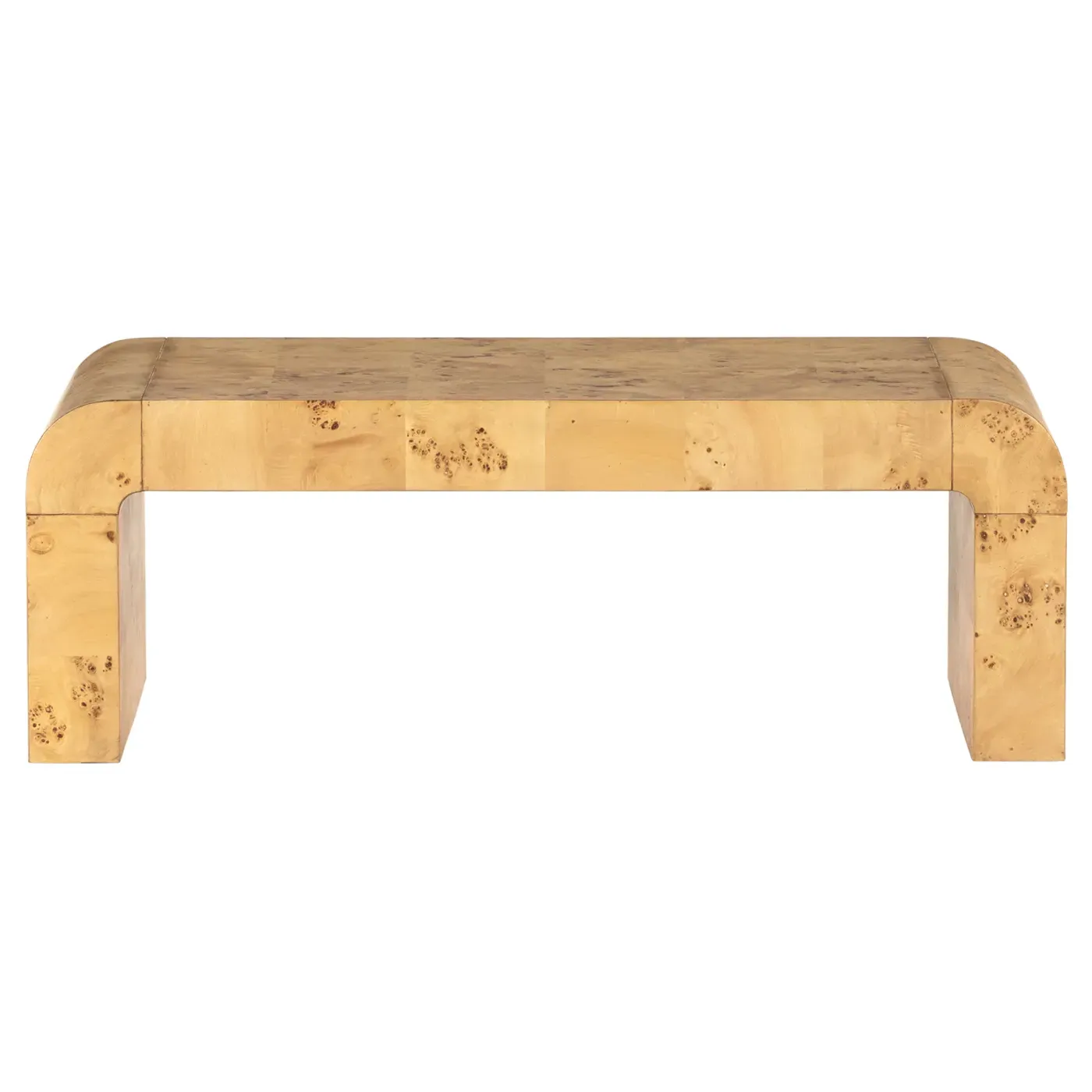 Cynthia Curved Rectangular Coffee Table - Brown, Burl Wood