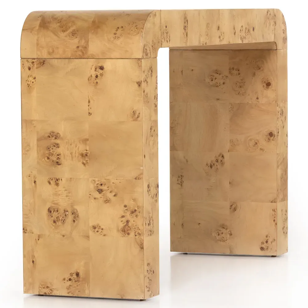 Cynthia Rectangular Console Table - Brown, Burl Wood