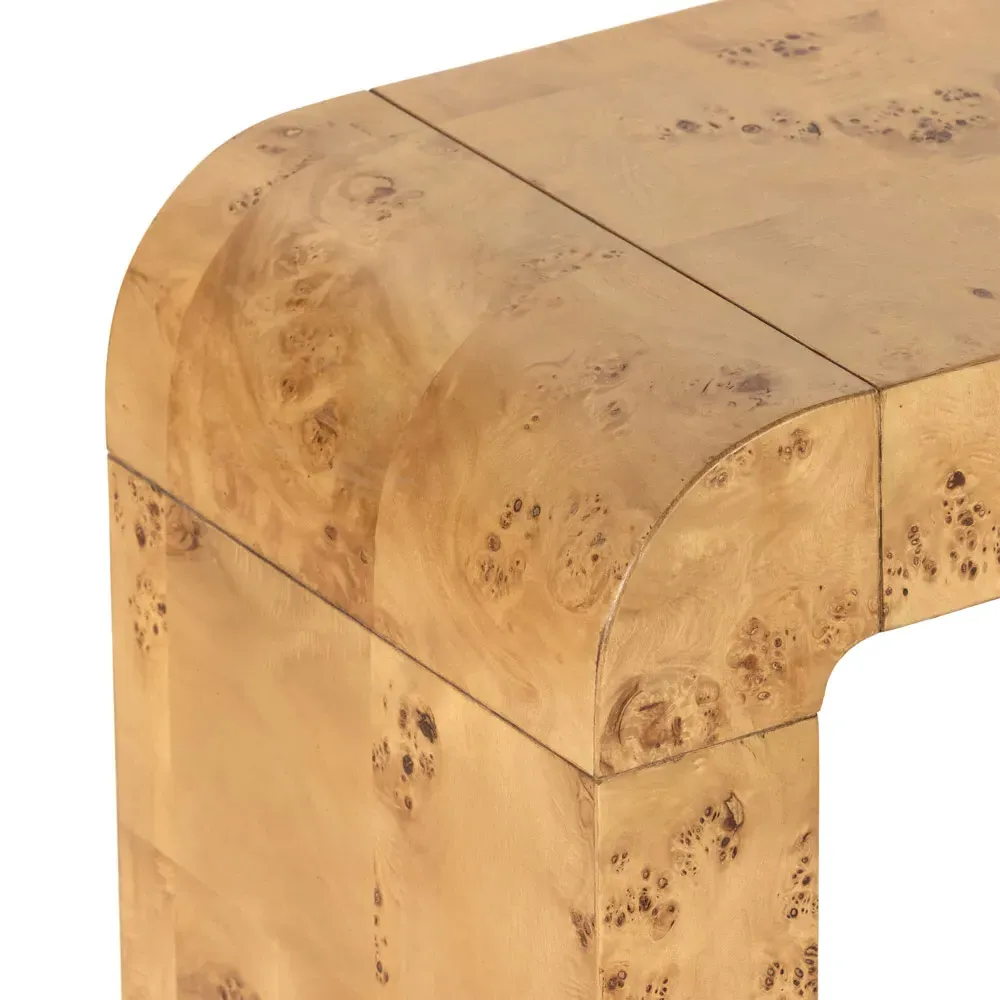 Cynthia Rectangular Console Table - Brown, Burl Wood