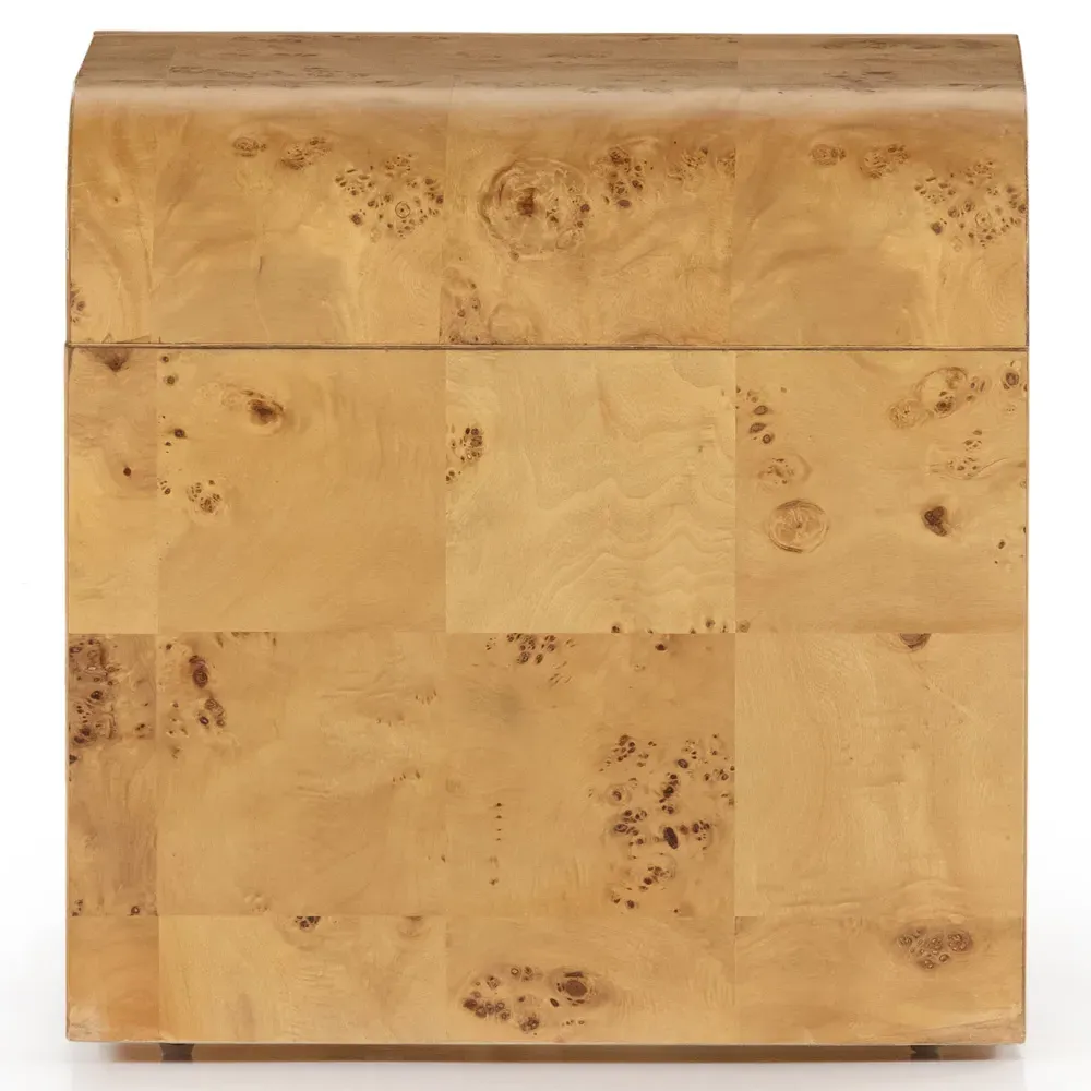 Cynthia Square End Table - Brown, Burl Wood