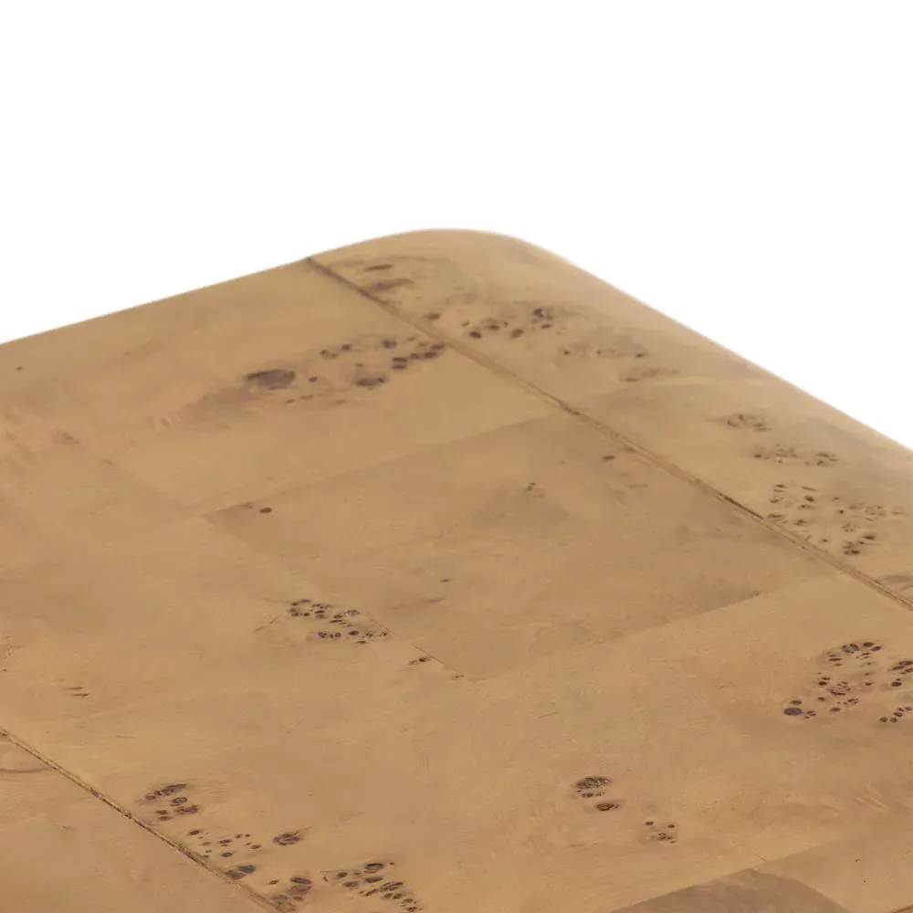 Cynthia Square End Table - Brown, Burl Wood