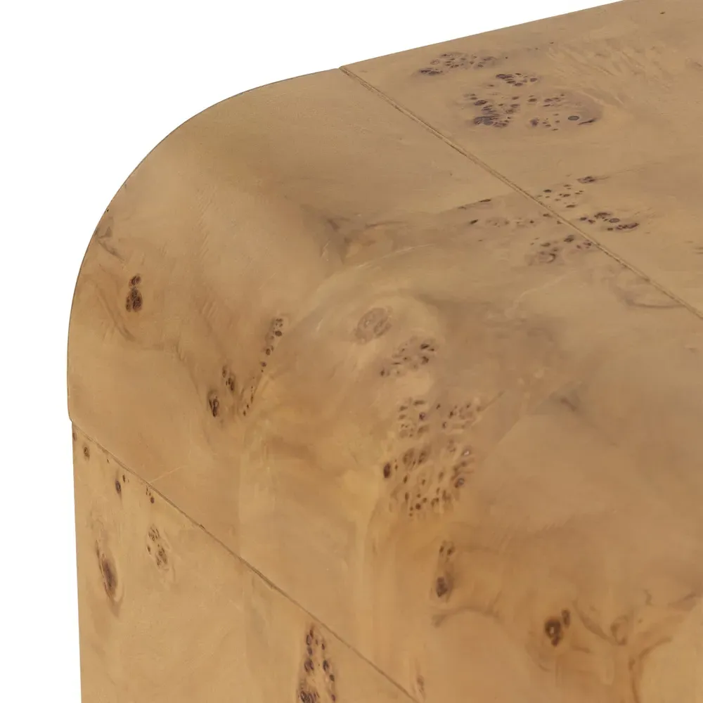 Cynthia Square End Table - Brown, Burl Wood