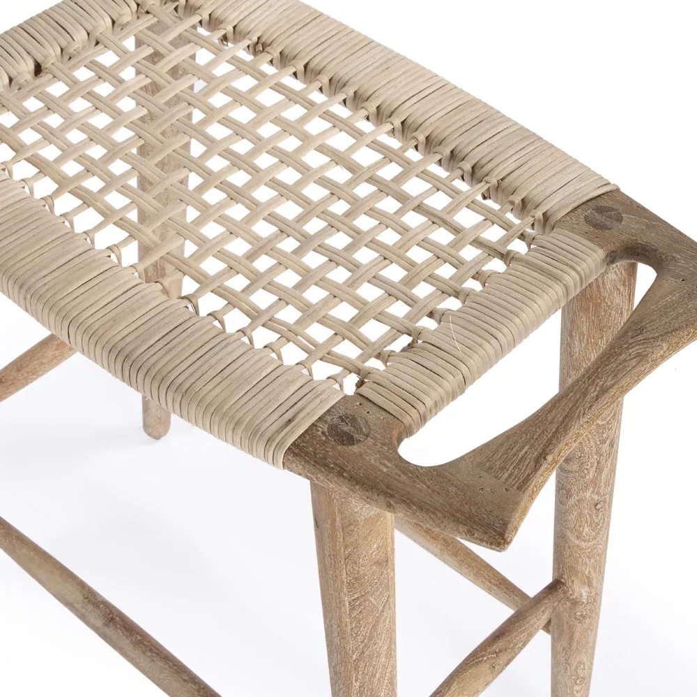 Cynthia Woven Cane Counter Stool - Brown, Mango Wood
