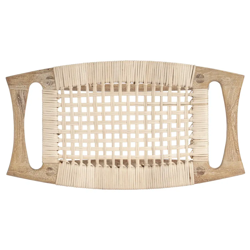 Cynthia Woven Cane Counter Stool - Brown, Mango Wood