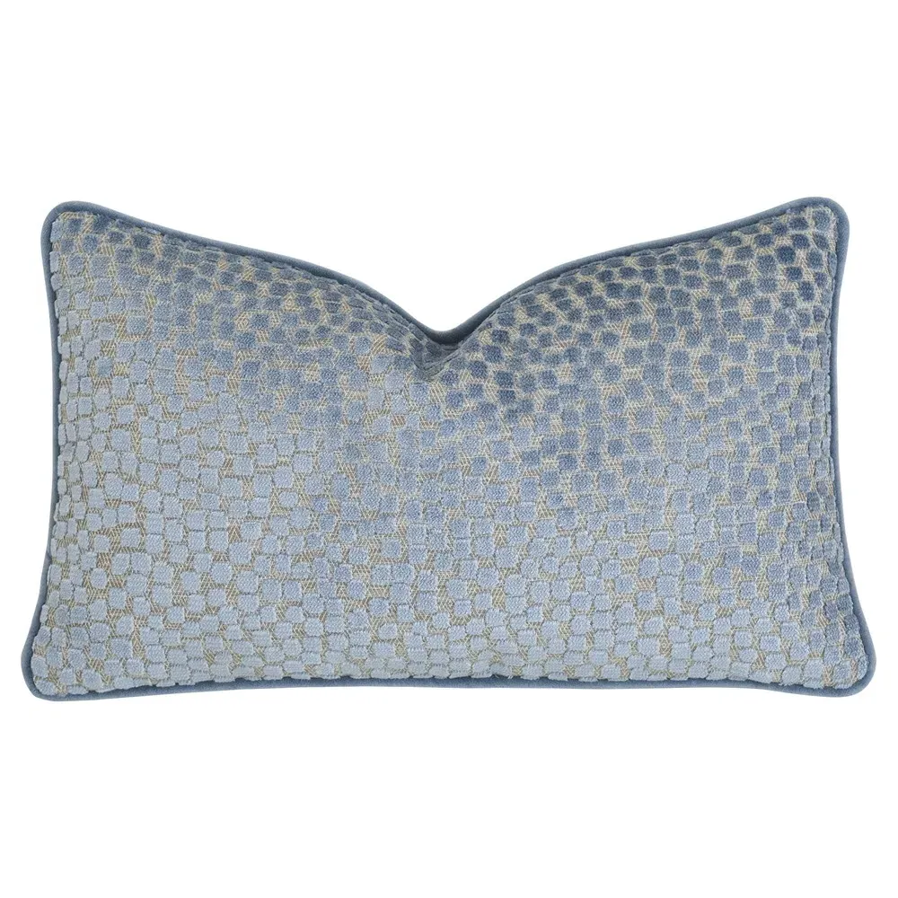 Cyrah Blue Dot Velvet Pillow - Blue image