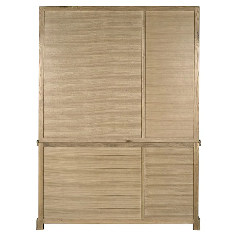 Cyrene Ribbed Glass Display Cabinet - Brown, Oak Wood