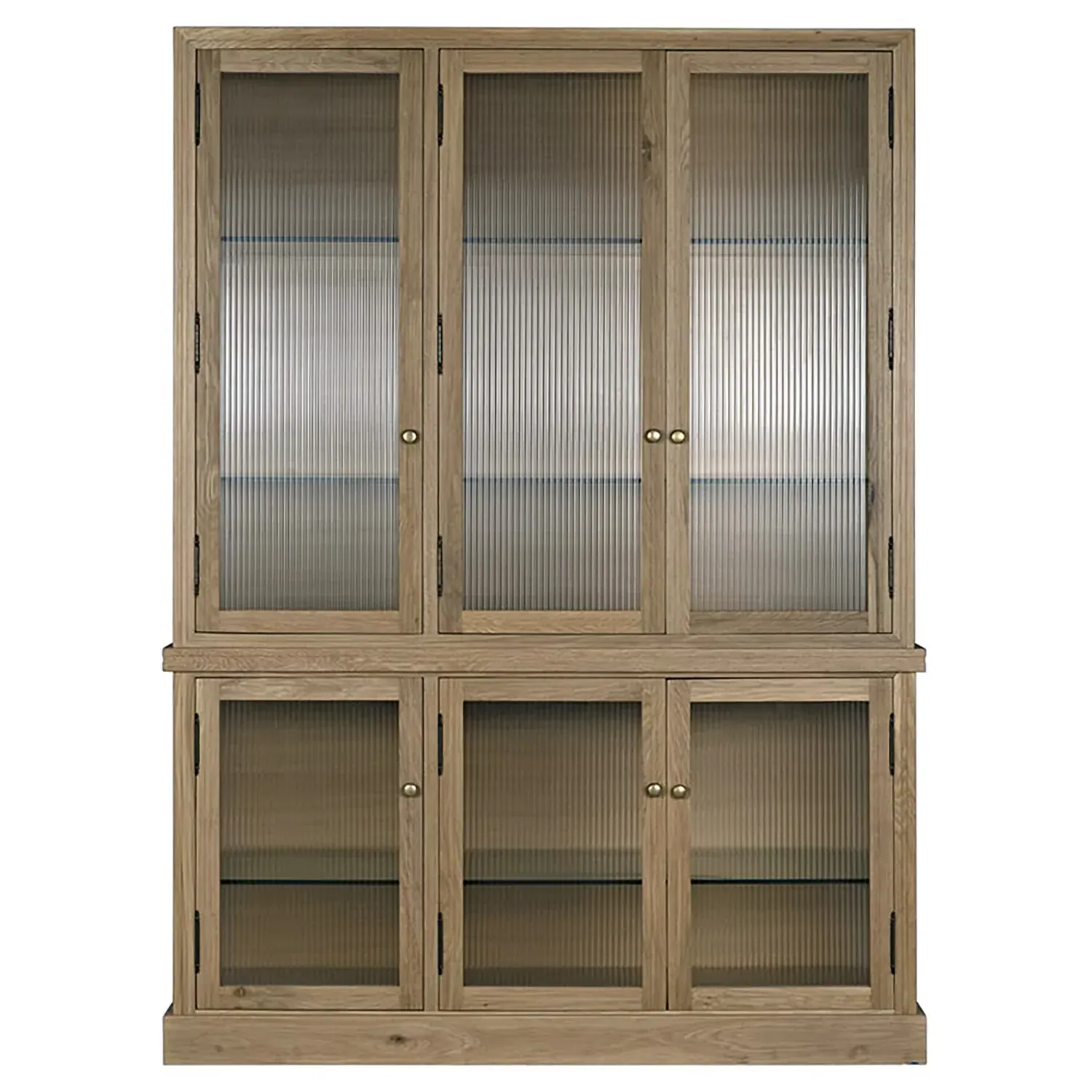 Cyrene Ribbed Glass Display Cabinet - Brown, Oak Wood image