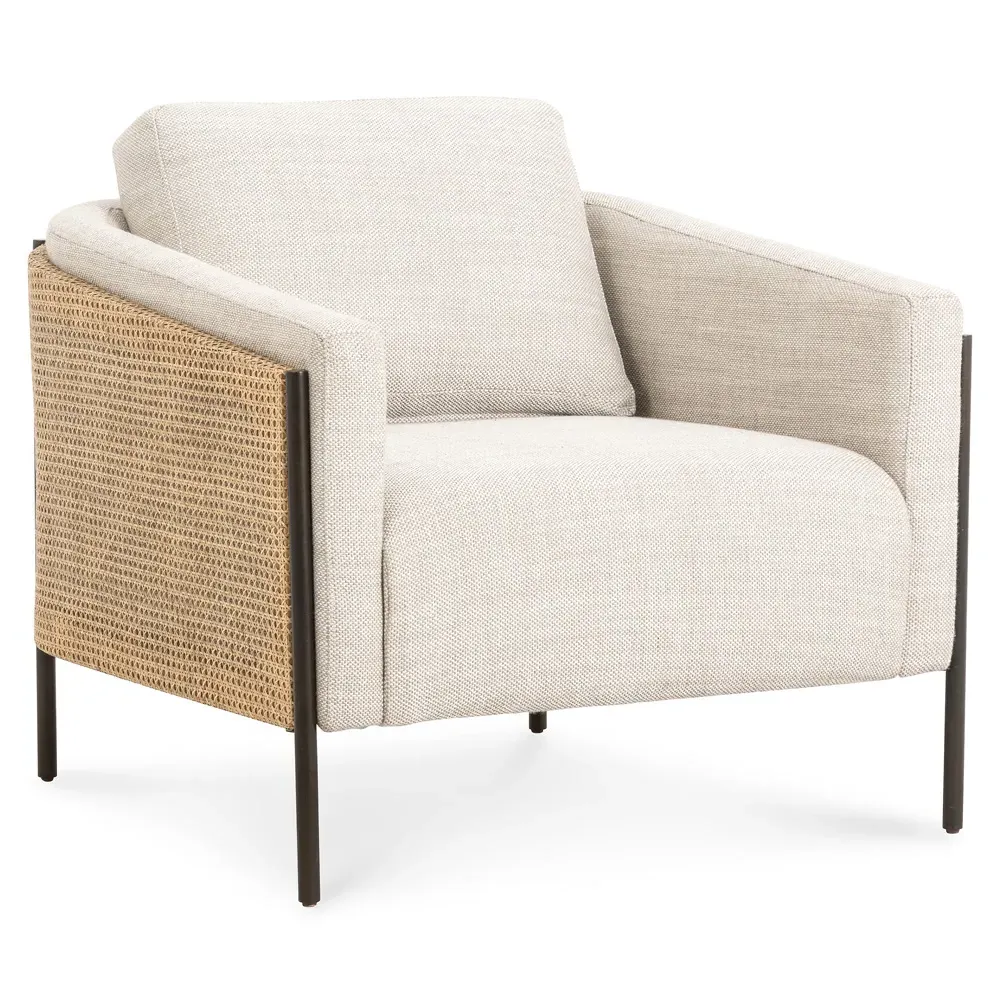 Cyrille Barrel Arm Chair - Beige, Rattan