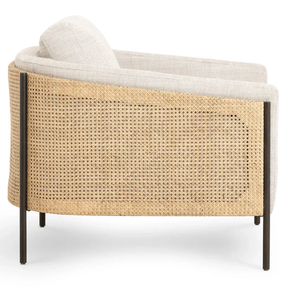Cyrille Barrel Arm Chair - Beige, Rattan