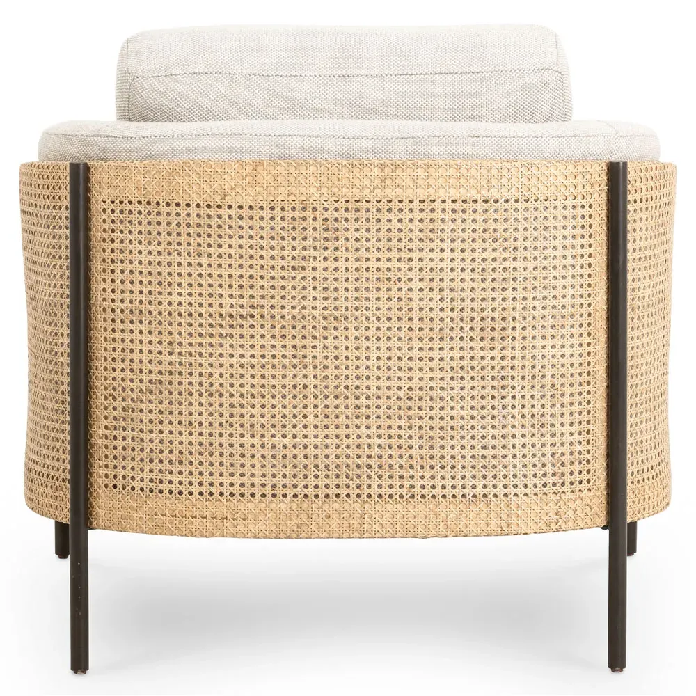 Cyrille Barrel Arm Chair - Beige, Rattan