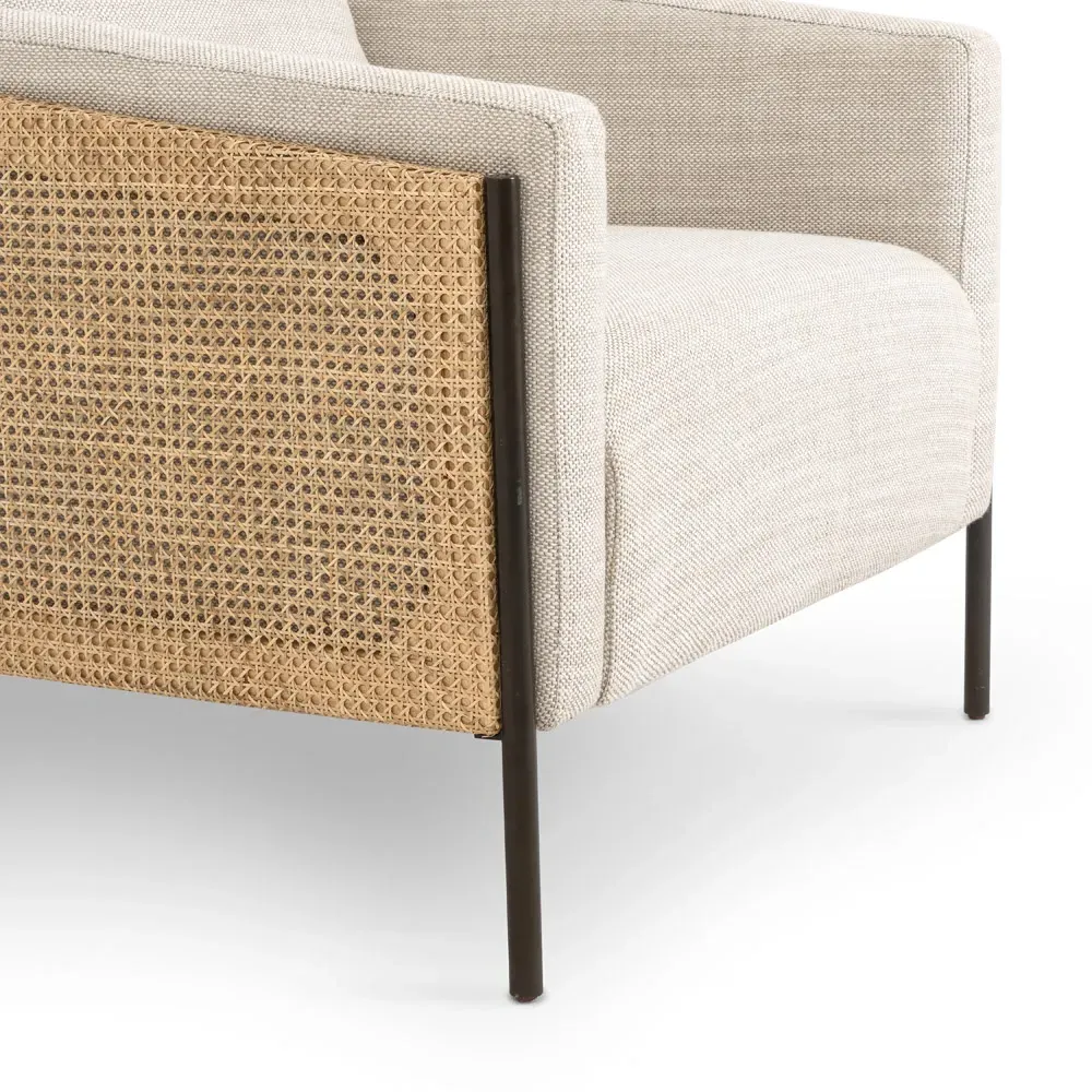 Cyrille Barrel Arm Chair - Beige, Rattan